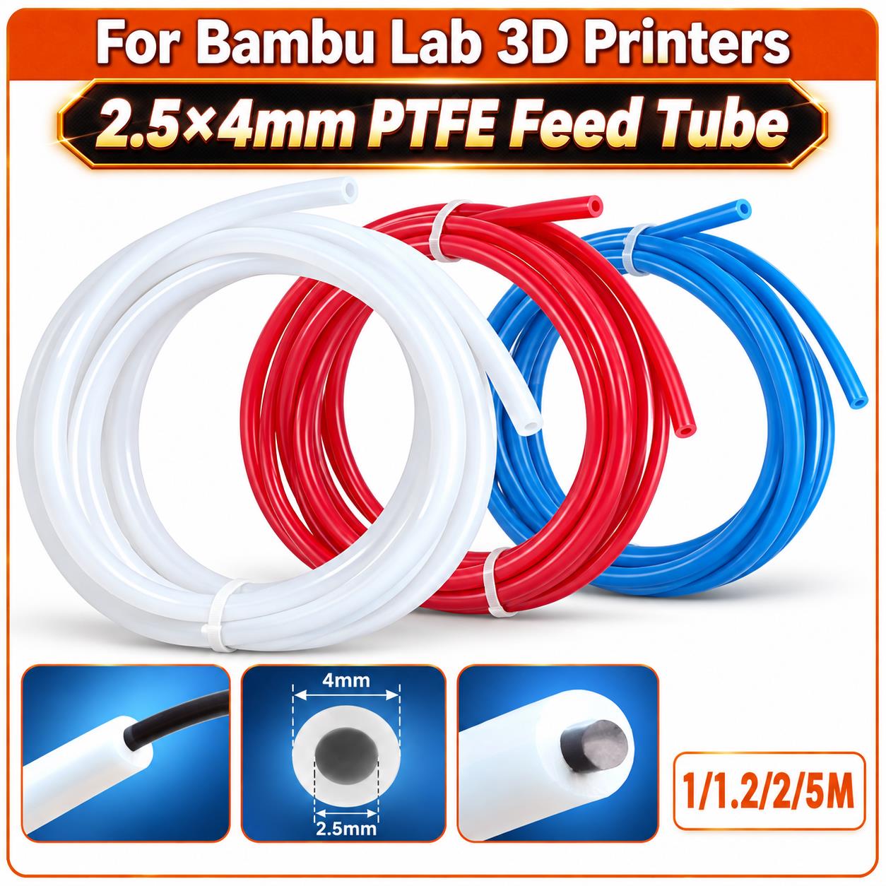2.5×4mm PTFE Teflon Tube for B - Ptfe Tape Thread 评论和价格